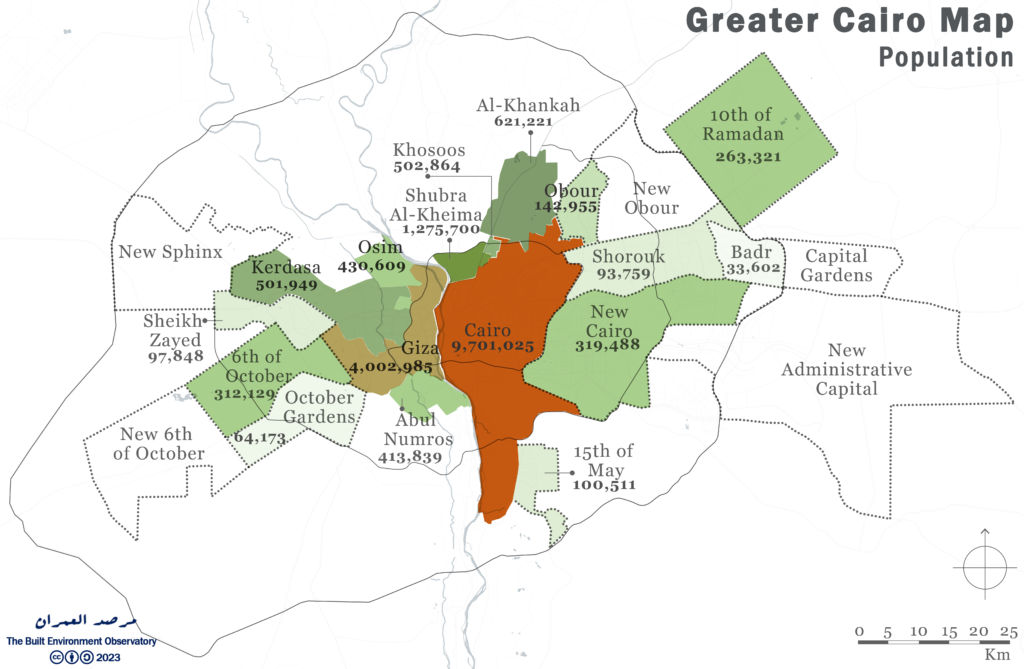 Greater Cairo region population in 2023